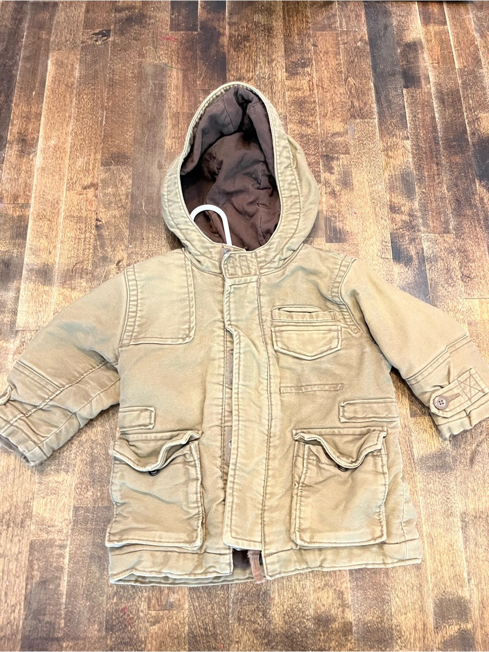 Gap baby Hooded Utility Jacket - Tan size 12-18 months